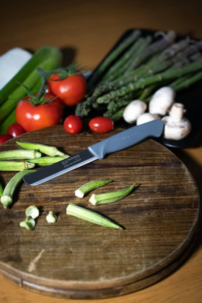 Solingen Ava Gri Bıçak – Tırtıklı, 18,5 cm, Paslanmaz Alman Çeliği, Ergonomik Sap (Tekli) - Resim 2