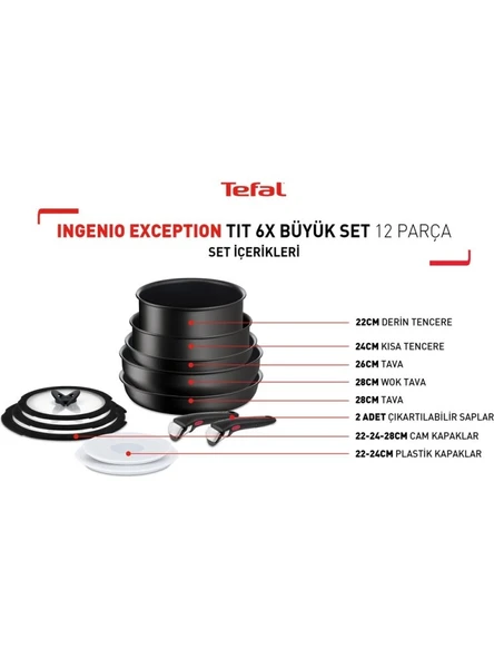 Tefal İngenio Exception X6 12 Parça Büyük Tencere Seti