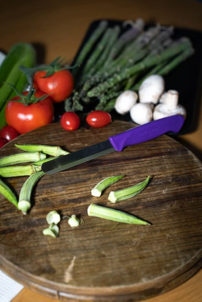 Solingen Ava Mor Bıçak – Tırtıklı, 18,5 cm, Paslanmaz Alman Çeliği, Ergonomik Sap (Tekli) - Resim 2