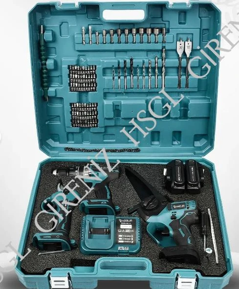 HSGL 3’lü Set Şarjlı Budama Testeresi Şarjlı Budama Makası Şarjlı Matkap Güçlü ve Pratik Bahçe Seti