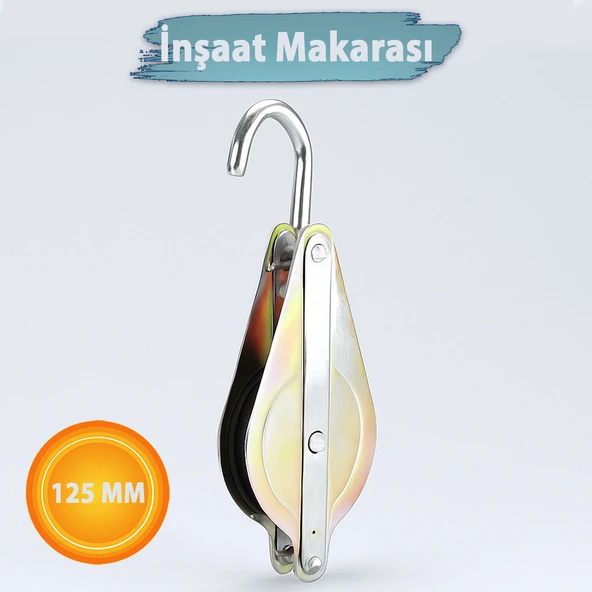 Metal İnşaat Makarası 125 mm Dayanıklı Taşıma Yük Kaldırma Kasnak Sistemi Şantiye Vinç Aksesuarı - Resim 2