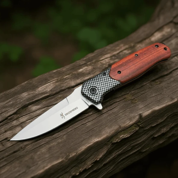 AlsepeteAvm DA353 Damalı Ahşap Kabze Auto Kamp Çakısı ürün görseli