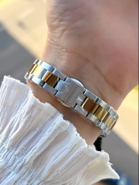 Raymond 2 Yıl Garantili Çelik Kasa Ve Kordon Kararma Renk Atma Yapmaz 5 Atm Kadın Kol Saati 611821.2 - Resim 4