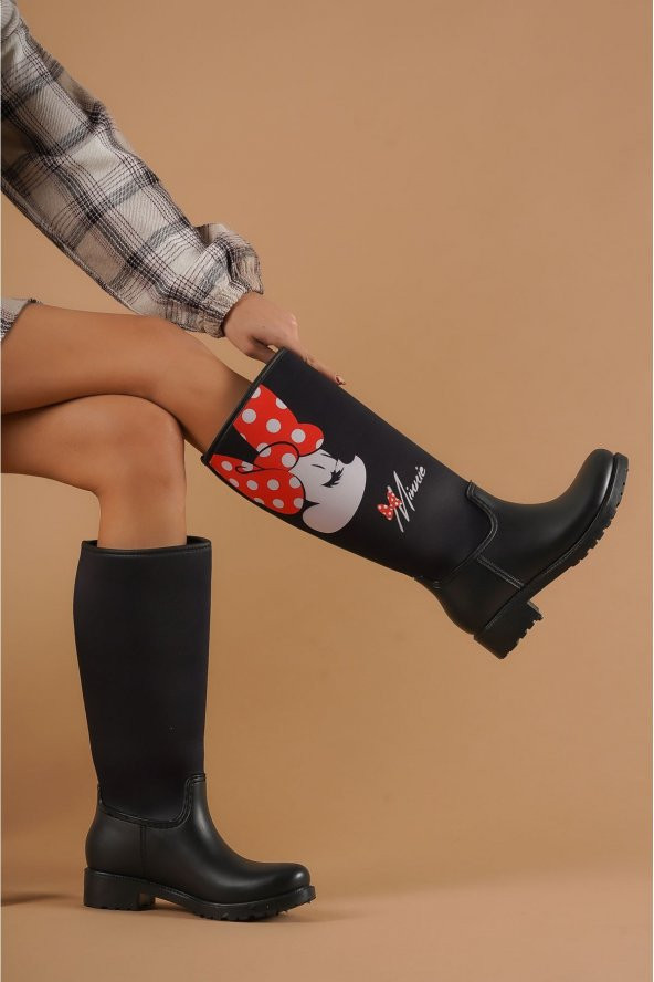 Micky Mini  Siyah Cilt Topuklu Kadın Bot - 3