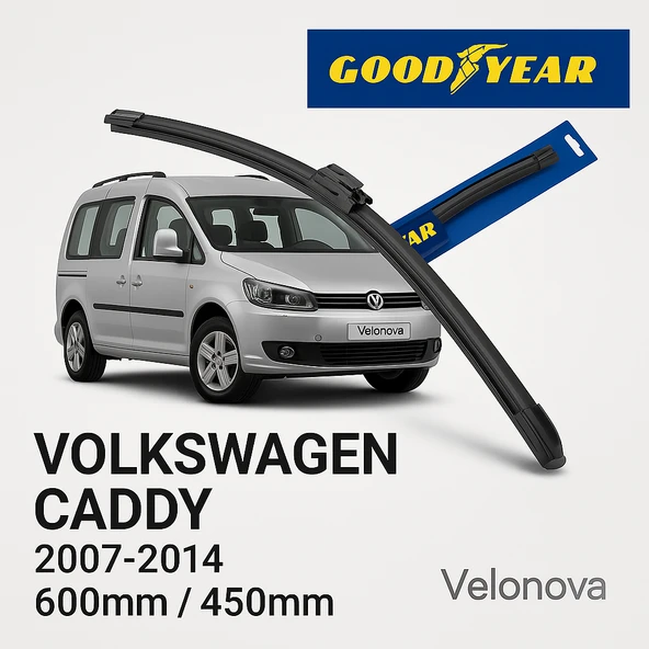 Velonova GOOD YEAR 2’li Set Muz Tipi Silecek Takımı Volkswagen Caddy 2007-2014 Ön Cam Sileceği 600mm-450mm ürün görseli