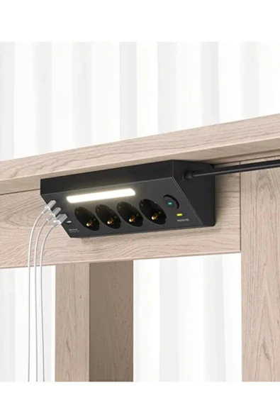 LP764 Çoklu Gece Lambalı Priz Yüksek Gerilim Korumalı 4'LÜ Priz 2XUSB 2XType-C Çıkışlı Grup Priz Çoğaltıcı - Resim 2