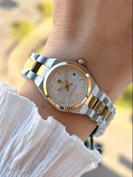 Raymond 2 Yıl Garantili Çelik Kasa Ve Kordon Kararma Renk Atma Yapmaz 5 Atm Kadın Kol Saati 611189.2 ürün görseli 1