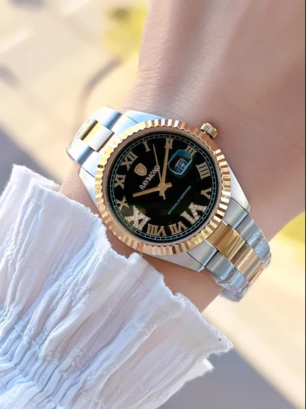 Raymond 2 Yıl Garantili Çelik Kasa Ve Kordon Kararma Renk Atma Yapmaz 5 Atm Kadın Kol Saati 611821.2 - Resim 2