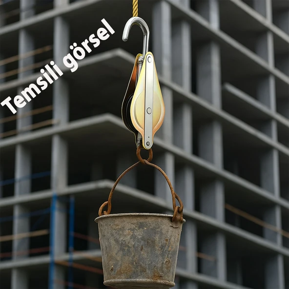 Metal İnşaat Makarası 125 mm Dayanıklı Taşıma Yük Kaldırma Kasnak Sistemi Şantiye Vinç Aksesuarı - Resim 5