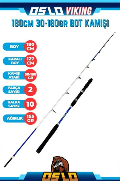 Oslo Viking 180cm 30-180gr Shark 6000 Tekne Olta Seti - Resim 4