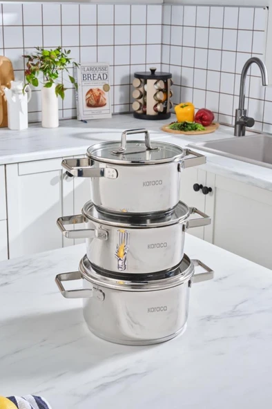 Karaca Valora 6 Parça Midi Çelik Tencere Seti Outlet