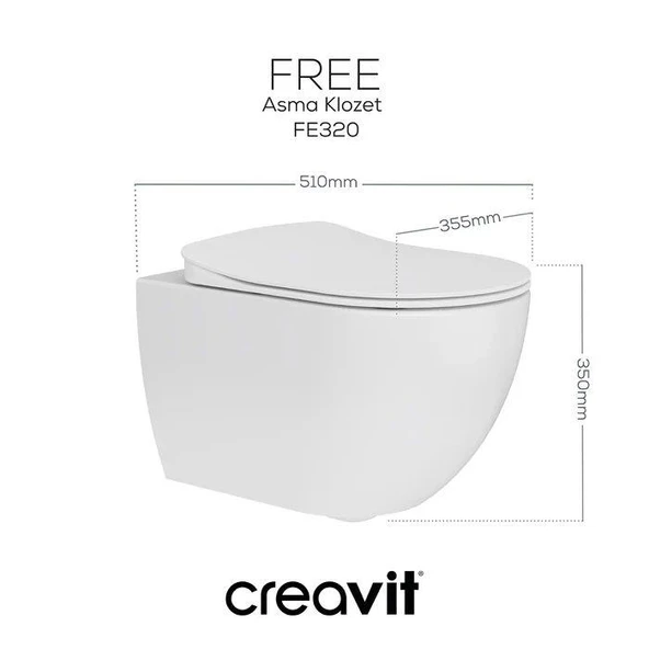 Creavit Free Asma Klozet (FE320.00) + Duck TP Yavaş Kapanan Kapak 2'li Set - 3