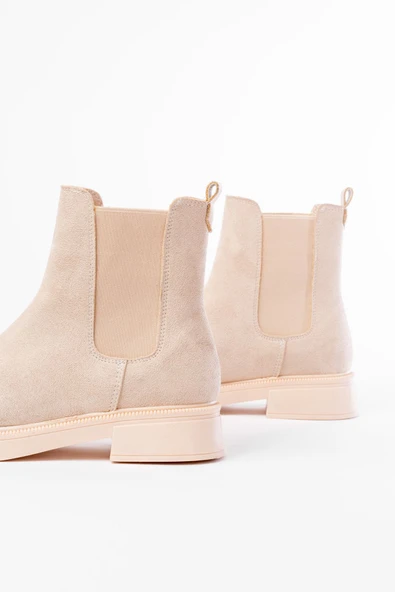 02-2137 Bej Süet Lastikli Günlük Kadın Bot - 5