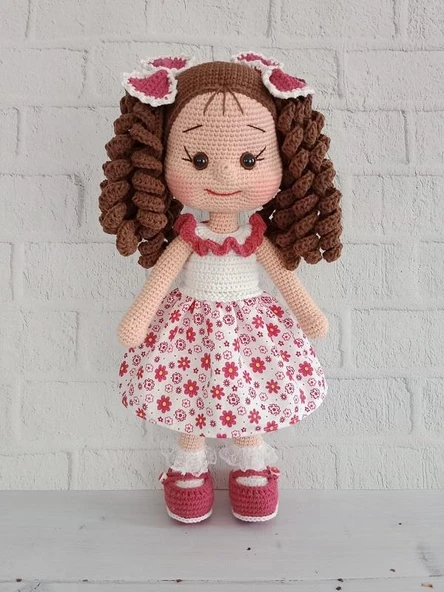 İkinci Bahar Kıvırcık Saçlı Karnaval Bebek Amigurumi Organik Oyuncak - 1