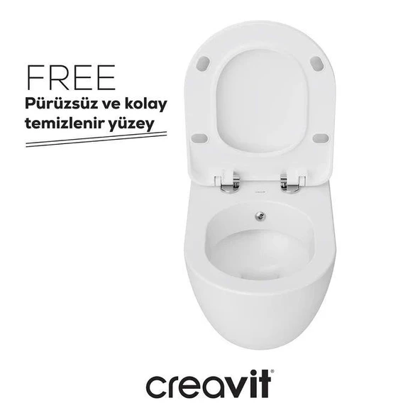 Creavit Free Asma Klozet (FE320.00) + Duck TP Yavaş Kapanan Kapak 2'li Set - 4