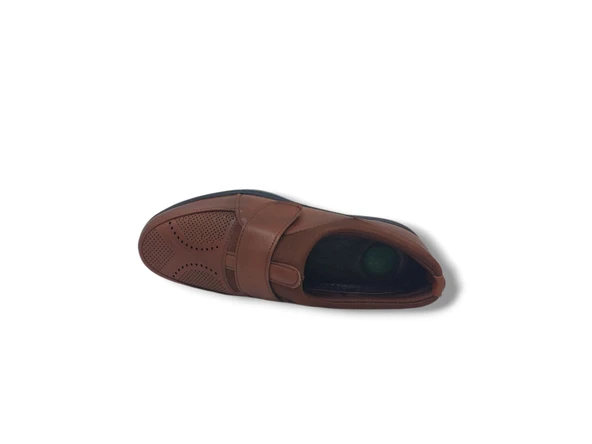 Zerhan 701 Kadın Taba Cırtlı Çorap Model Jel Topuk Tabanlı Dolgu Taban Komfort Ayakkabı - 5