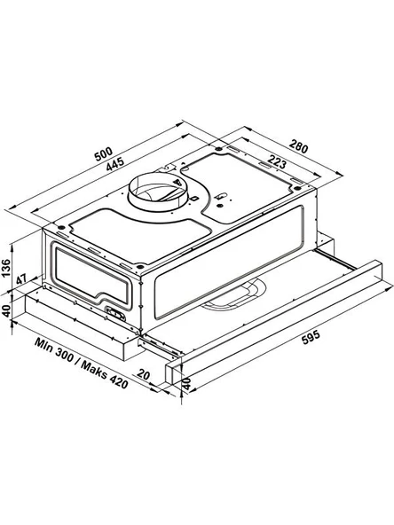 Hafele Astrol X 60 cm Inox Aspiratör - Resim 2
