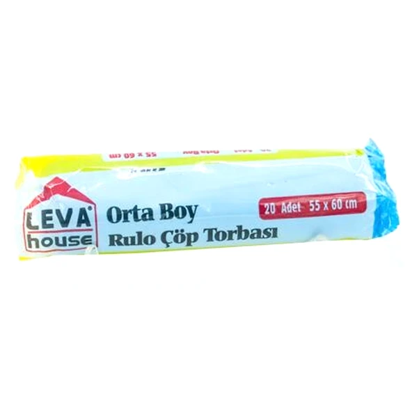 Leva House Sarı Büzgülü Limon Kokulu Orta Boy Çöp Torbası 55x60cm 10 Adet - 1