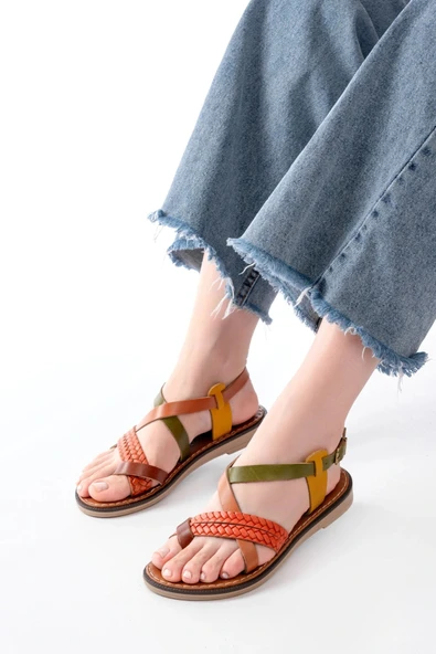 205-09 Multi Ortopedik Hakiki Deri Kadın Sandalet ürün görseli