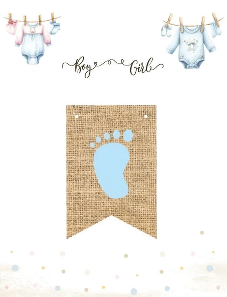 Jüt Kumaş Görünümlü Boy Girl Cinsiyet Kağıt Banner 10 Parça 150 cm - 2