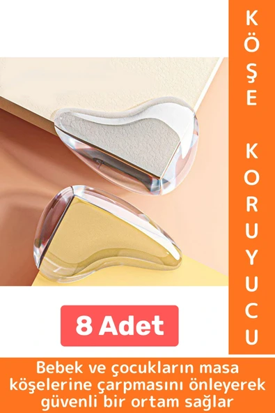 Pratik Çocuk Bebek Güvenlik Masa Komodin Mobilya Çarpma Önleyen Silikon Köşe Kenar Koruyucu 8 Adet ürün görseli