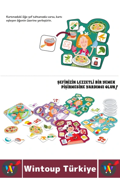 Eğlenceli Çocuk Eşleştirme Hafıza Gözlem Becerisi Geliştiren Okul Ev Aile Şef Mutfak Oyun BEST CHEFS - 2