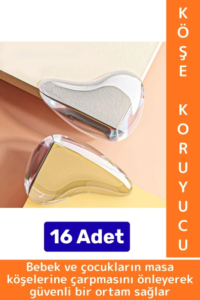 Pratik Çocuk Bebek Güvenlik Masa Komodin Mobilya Çarpma Önleyen Silikon Köşe Kenar Koruyucu 16 Adet ürün görseli