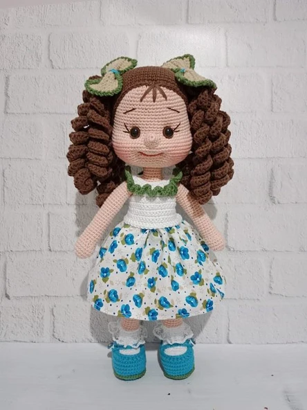 Hazan Kıvırcık Saçlı Karnaval Bebek Amigurumi Organik Oyuncak - 2