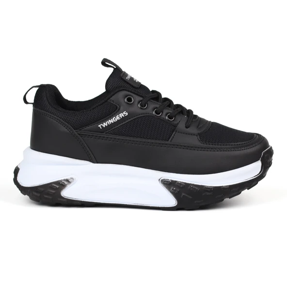 Kadın Kalın Tabanlı Siyah Sneaker Spor Ayakkabı – Rahat, Şık ve Günlük Kullanıma Uygun - Resim 4