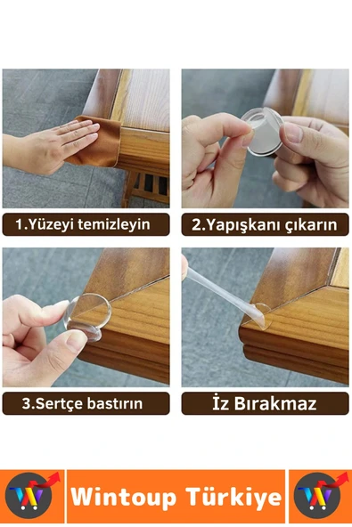 Pratik Çocuk Bebek Güvenlik Masa Komodin Mobilya Çarpma Önleyen Silikon Köşe Kenar Koruyucu 4 Adet - Resim 3