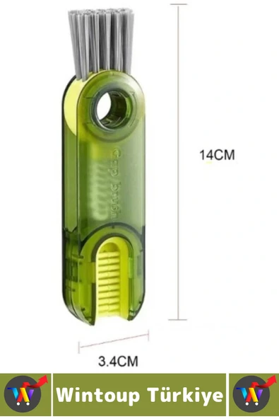 Kompakt Sert Kıllı Zor Nokta Köşe Termos Biberon Bardak 3 Fonksiyonlu Çok Amaçlı Temizleme Fırçası - 3