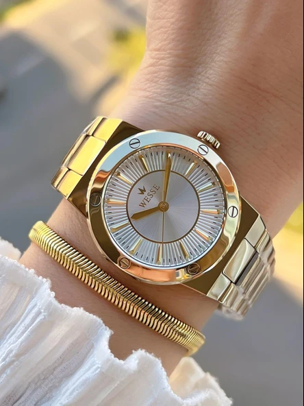 Wesse 2 Yıl Garantili Çelik Kordon 5 Atm Suya Dayanıklı Kadın Kol Saati+Bileklik BYW.1153.02 ürün görseli