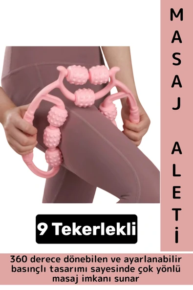 Cilt Sıkılaştıran Bacak Kol Omuz Boyun 9 Teker Ayarlanabilir Basınç Çift Taraflı Selülit Masaj Aleti