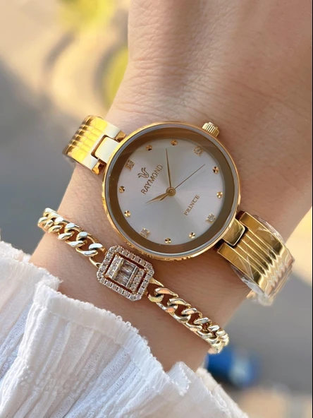 Raymond 2 Yıl Garantili Çelik Kasa Ve Kordon Kararma Renk Atma Yapmaz 5 Atm Kadın Kol Saati 211699.2 ürün görseli