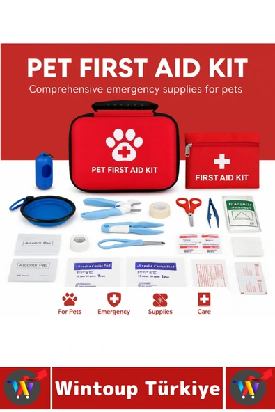 Premium Dayanıklı Portatif Kedi Köpek Taşınabilir Evcil Hayvan Tam Dolu Acil Yardım İhtiyaç Çantası - Resim 2