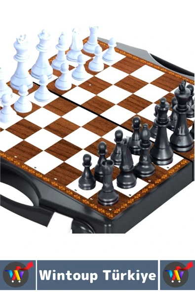 Eğlenceli Çocuk Yetişkin Aile Okul Eğitici Taşıma Çantalı Tavla Satranç Dama 3 in 1 Özel Oyun Seti - 4