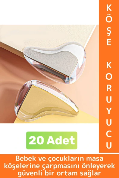 Pratik Çocuk Bebek Güvenlik Masa Komodin Mobilya Çarpma Önleyen Silikon Köşe Kenar Koruyucu 20 Adet ürün görseli