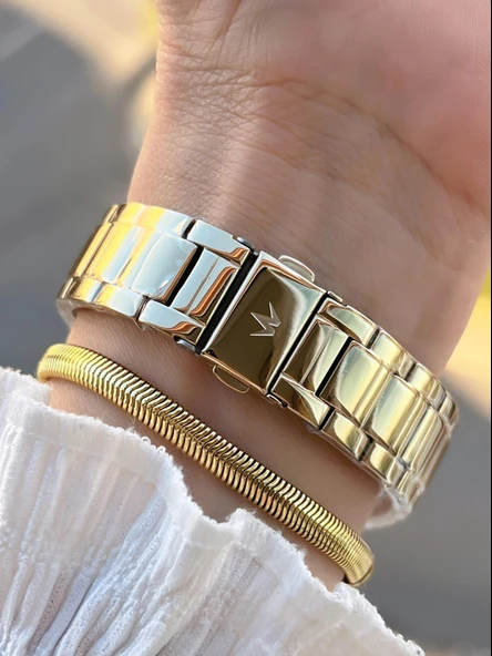 Wesse 2 Yıl Garantili Çelik Kordon 5 Atm Suya Dayanıklı Kadın Kol Saati+Bileklik BYW.1153.02 - Resim 3