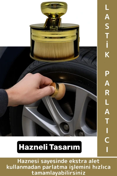 Dayanıklı Uzun Ömürlü Araç Dış Bakım Temizlik Çok Şık Gold Renk Hazneli Oto Lastik Parlatma Fırçası ürün görseli