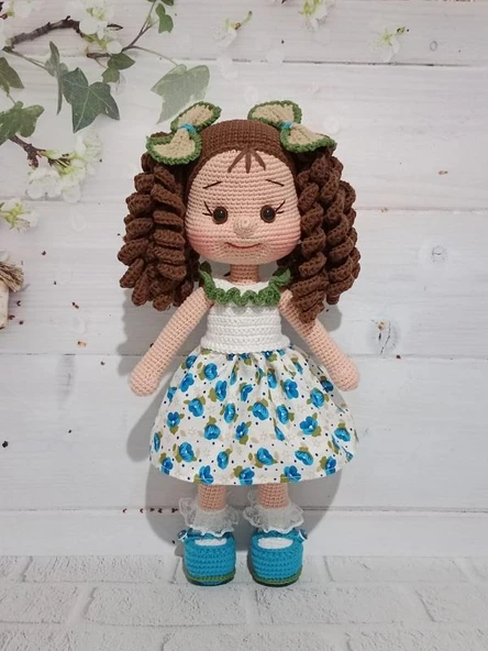 Hazan Kıvırcık Saçlı Karnaval Bebek Amigurumi Organik Oyuncak - 1