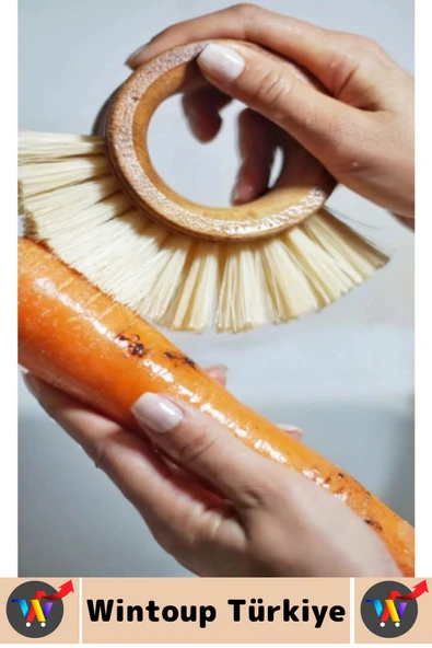 Ergonomik Kolay Tutuş Sert Bitkisel Kıllı Havuç Patates Pancar Turp Sebze Meyve Yıkama Fırçası - Resim 2