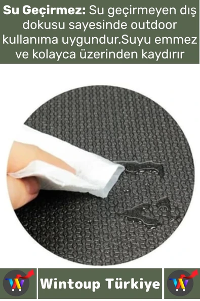 Dayanıklı Kamp Outdoor Yoga Pilates Su Geçirmez 12 Mm Kalın Köpük 180 X 60 Cm Askeri Haki Mat 2 Adet - 5