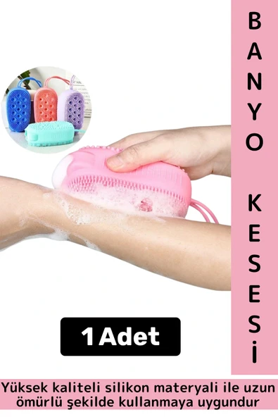 Premium Çift Taraflı Çizgi Yumru Tasarım Cilt Tahriş Etmez Yumuşak Kıl Süngerli Silikon Banyo Kesesi