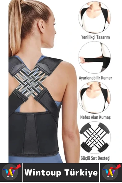 Ofis Masabaşı Öğrenci Spor Sırt Ağrısı Duruş Bozukluğu Postür Ayarlanabilir Kemer Dik Duruş Korsesi - Resim 4
