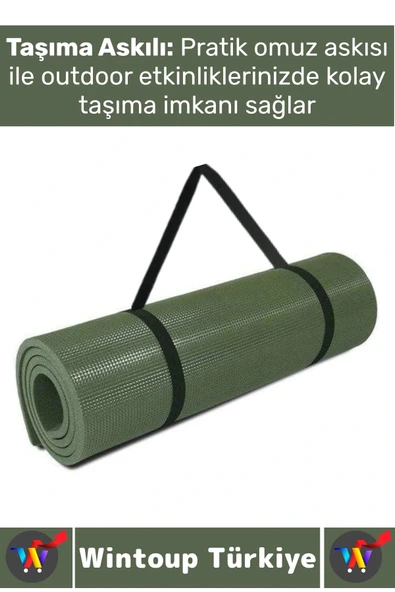 Dayanıklı Kamp Outdoor Yoga Pilates Su Geçirmez 12 Mm Kalın Köpük 180 X 60 Cm Askeri Haki Mat 2 Adet - 2
