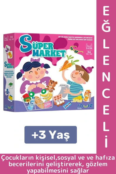 Eğlenceli Çocuk Hafıza Gözlem Kişisel Sosyal Beceri Geliştiren Okul Ev Aile Mutfak Oyun SÜPERMARKET