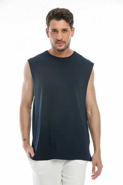 Erkek Kolsuz Bisiklet Yaka Düz Regular Tshırt SPR25AT940 - 8