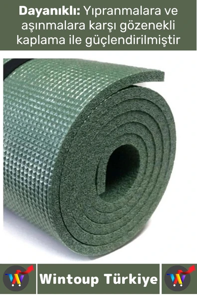 Dayanıklı Kamp Outdoor Yoga Pilates Su Geçirmez Hafif 12 Mm Kalın Köpük 180 X 60 Cm Askeri Haki Mat - Resim 4