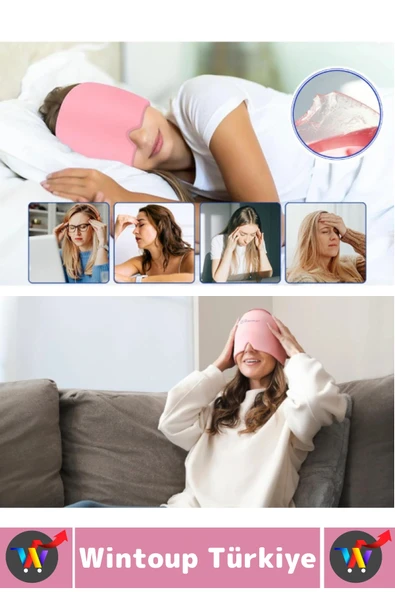 Premium Elastik Kadın Erkek Rahatlatıcı Soğuk Sıcak Kompress Jel Dolu Mıgren Ağrı Uyku Kafa Bandı - 4