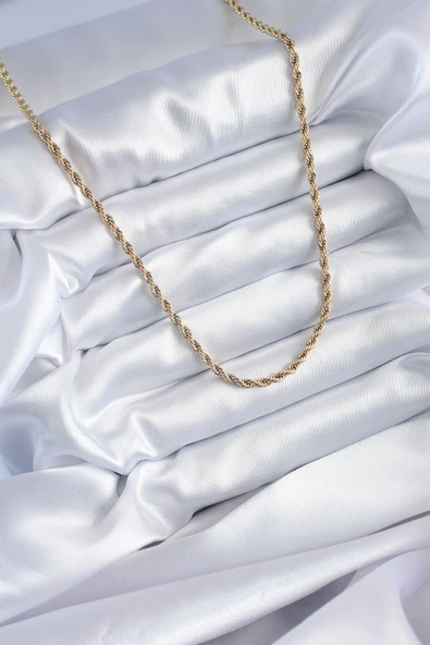 316L Çelik Gold Renk 60 cm Burgu Model Kadın Kolye - Resim 2